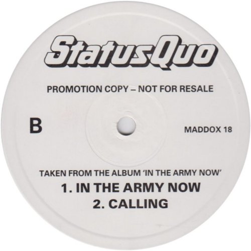 IN THE ARMY NOW Promo Label Side B