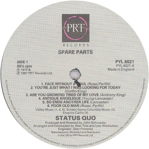 SPARE PARTS (1987 REISSUE) Standard label Side A