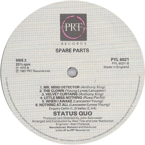 SPARE PARTS (1987 REISSUE) Standard label Side B