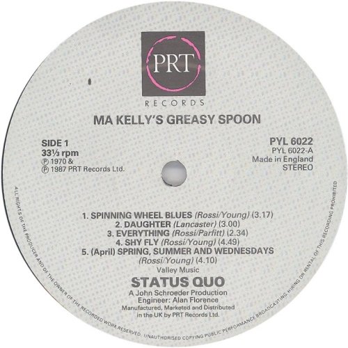 MA KELLY'S GREASY SPOON (1987 REISSUE) Standard label Side A
