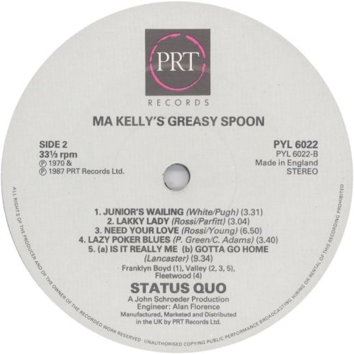 MA KELLY'S GREASY SPOON (1987 REISSUE) Standard label Side B