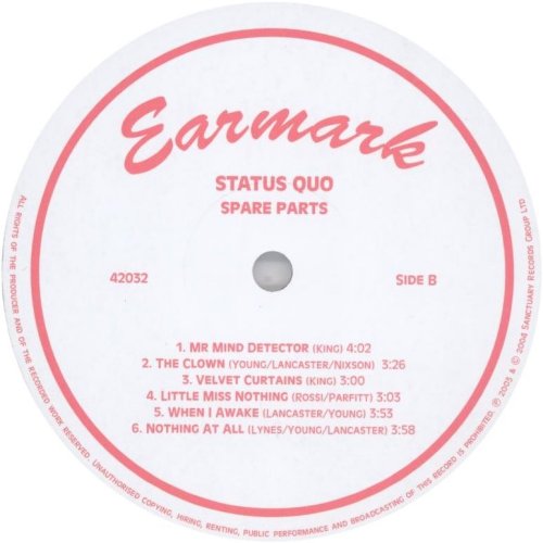 SPARE PARTS (2004 REISSUE) Standard Label Side B