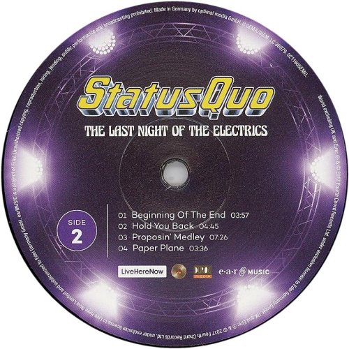 THE LAST NIGHT OF THE ELECTRICS Black Vinyl Label: Disc 1 Side B