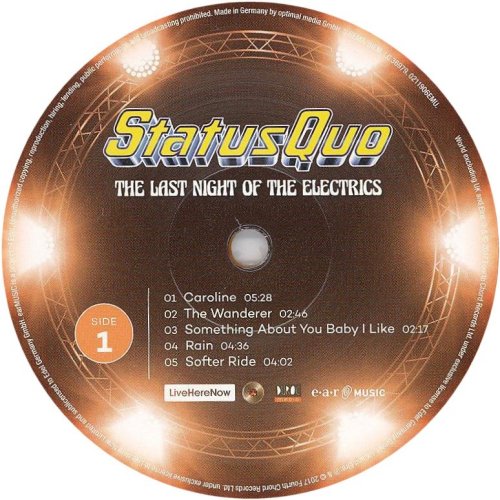 THE LAST NIGHT OF THE ELECTRICS Orange Vinyl Label: Disc 1 Side A