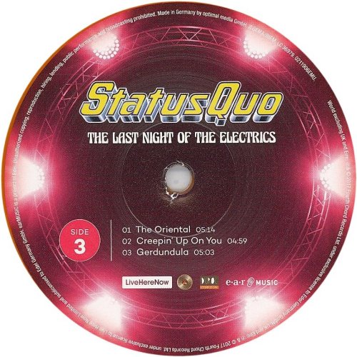 THE LAST NIGHT OF THE ELECTRICS Orange Vinyl Label: Disc 2 Side A