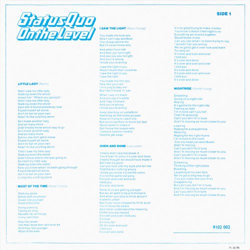 ON THE LEVEL (ORANGE VINYL REISSUE) Inner Lyric Sleeve Side A