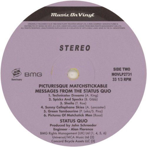 PICTURESQUE MATCHSTICKABLE MESSAGES (2020 REISSUE) Label: Disc 2 Side B