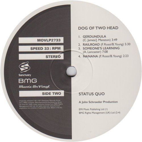 DOG OF TWO HEAD (2021 REISSUE) Label Side A