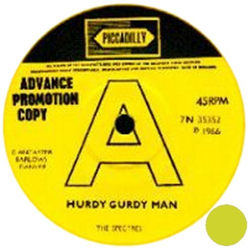 HURDY GURDY MAN Bootleg: Solid centre, Yellow Vinyl - Bootleg designed to look like a Promo Label