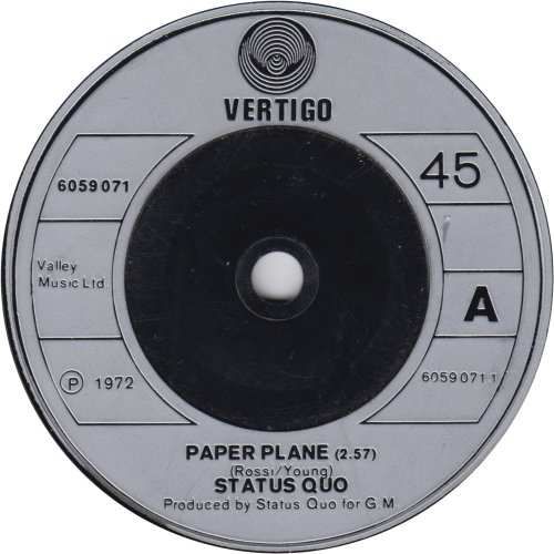 PAPER PLANE Silver Injection Label with Push-out centre Side A