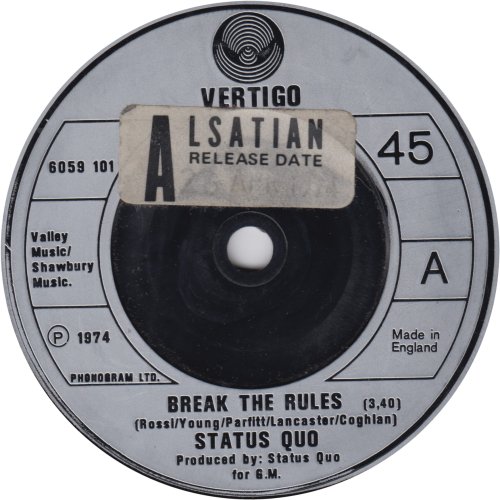 BREAK THE RULES Promo (with Sticker) Side A