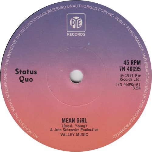 MEAN GIRL (Reissue) Reissue - Solid Centre Side A