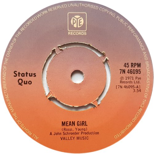 MEAN GIRL (Reissue) Reissue - Push-Out Centre Side A