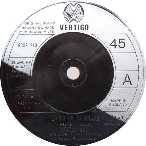 LIVING ON AN ISLAND Silver Injection Label - Mispress Side A