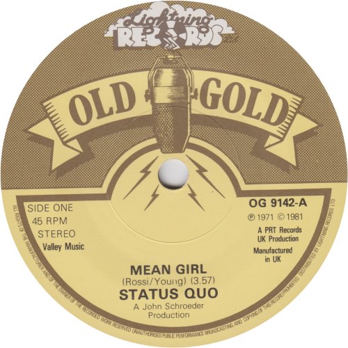 MEAN GIRL (Old Gold Reissue) Old Gold Reissue - Label 1 Side A