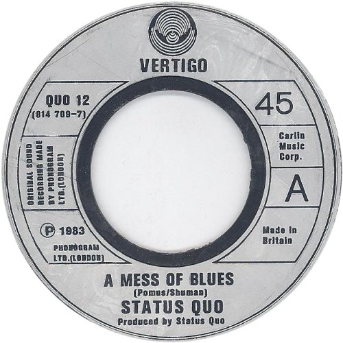 A MESS OF BLUES Jukebox Copy with large dinked centre Side A