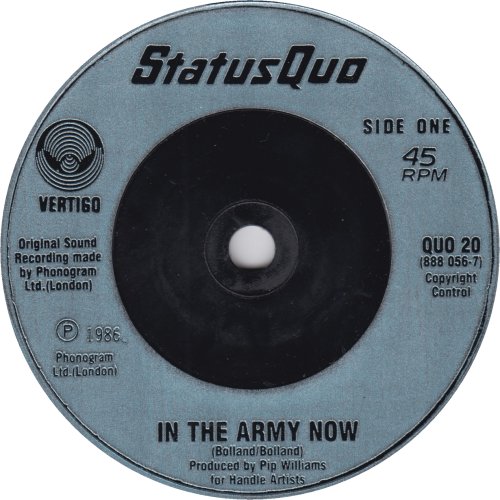IN THE ARMY NOW Blue/Silver Injection Label Side A