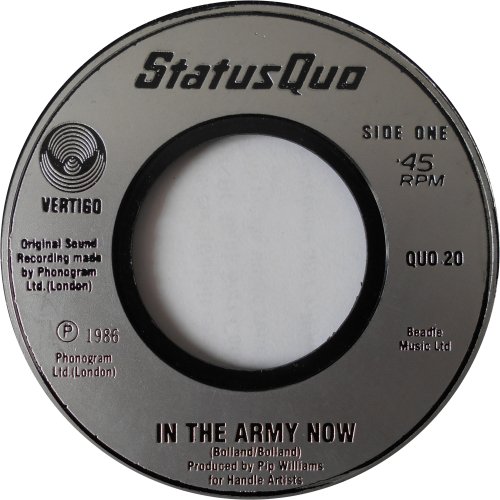 IN THE ARMY NOW Jukebox Copy with large dinked centre v2 Side A