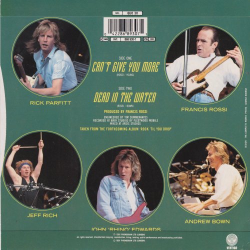 CAN'T GIVE YOU MORE Standard Picture Sleeve - thick glossy card Rear