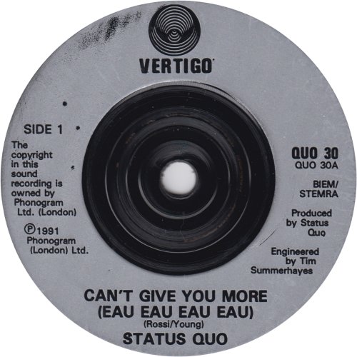 CAN'T GIVE YOU MORE Silver Injection Label Side A