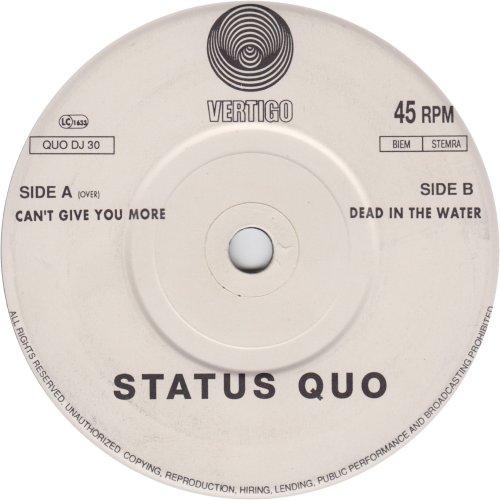 CAN'T GIVE YOU MORE Promo 1 Side B