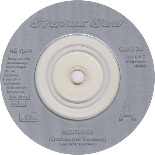 RESTLESS (ORCHESTRAL VERSION) Ltd Edition Clear Vinyl Side A