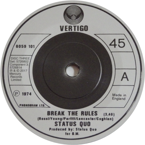 THE VINYL SINGLES COLLECTION 1972-1979 Disc 3: Break The Rules Side A