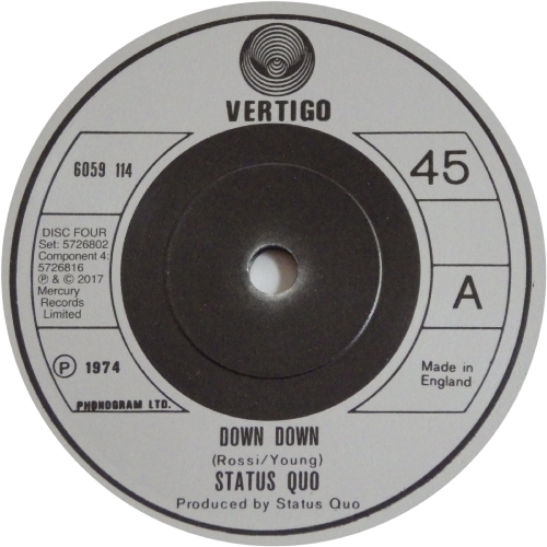 THE VINYL SINGLES COLLECTION 1972-1979 Disc 4: Down Down Side A
