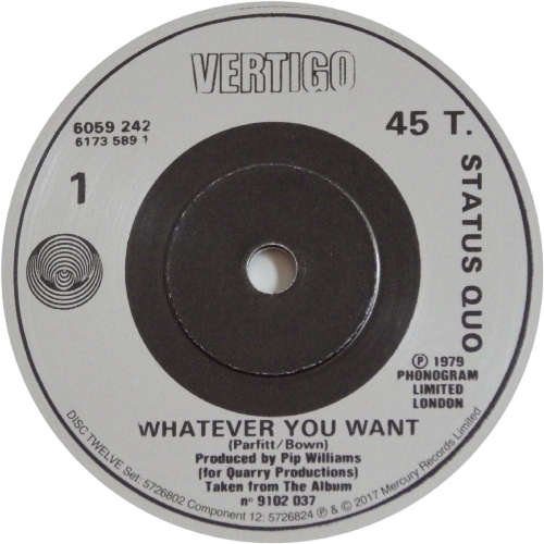 THE VINYL SINGLES COLLECTION 1972-1979 Disc 12: Whatever You Want Side A