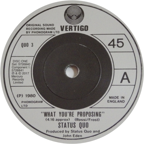 THE VINYL SINGLES COLLECTION 1980-1984 Disc 1: What You're Proposing Side A