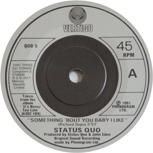 THE VINYL SINGLES COLLECTION 1980-1984 Disc 3: Something 'bout You Baby I Like Side A