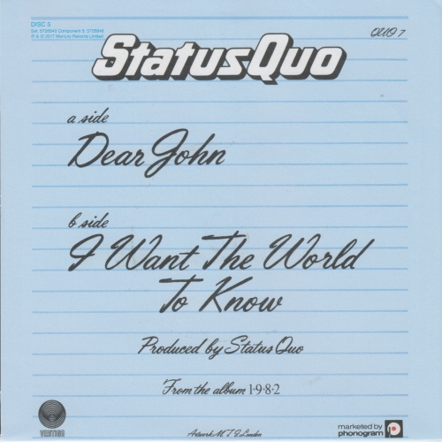 THE VINYL SINGLES COLLECTION 1980-1984 Sleeve 5: Dear John Rear