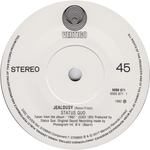 THE VINYL SINGLES COLLECTION 1980-1984 Disc 7: Jealousy Side A