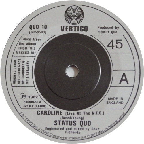 THE VINYL SINGLES COLLECTION 1980-1984 Disc 8: Caroline (Live at the NEC) Side A