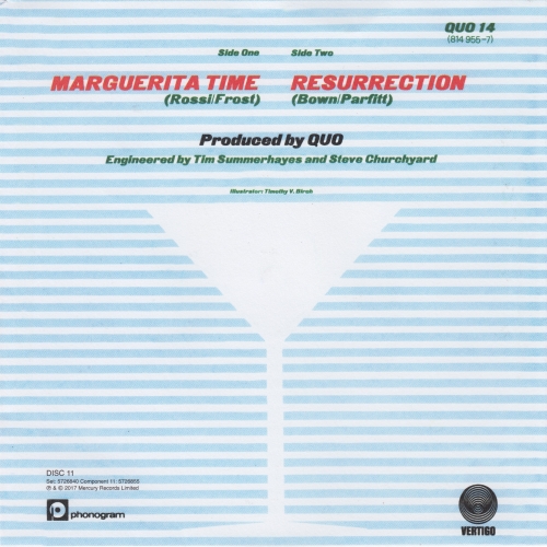 THE VINYL SINGLES COLLECTION 1980-1984 Sleeve 11: Marguerita Time Rear