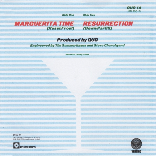 THE VINYL SINGLES COLLECTION 1980-1984 Sleeve 11: Marguerita Time Rear