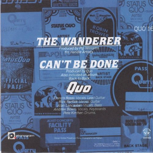 THE VINYL SINGLES COLLECTION 1984-1989 Sleeve 1: The Wanderer Rear