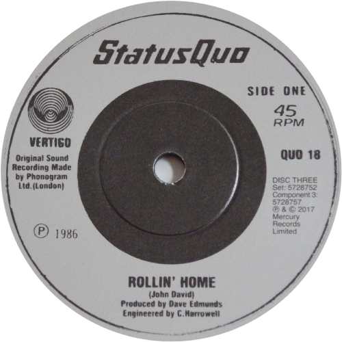 THE VINYL SINGLES COLLECTION 1984-1989 Disc 3: Rollin' Home Side A