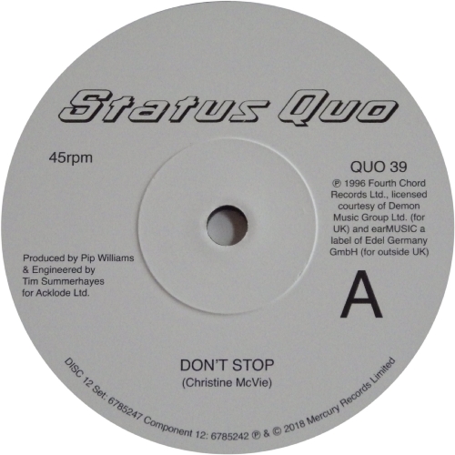 THE VINYL SINGLES COLLECTION 1990-1999 Disc 12: Don't Stop Side A