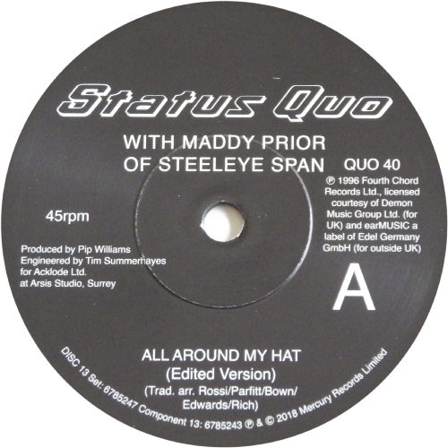THE VINYL SINGLES COLLECTION 1990-1999 Disc 13: All Around My Hat Side A