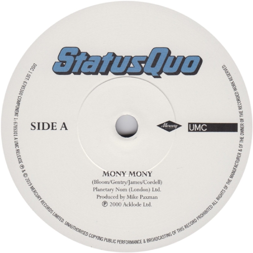 THE VINYL SINGLES COLLECTION 2000-2010 Disc 1: Mony Mony Side A