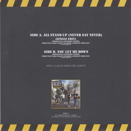 THE VINYL SINGLES COLLECTION 2000-2010 Sleeve 4: All Stand Up (Never Say Never) Rear