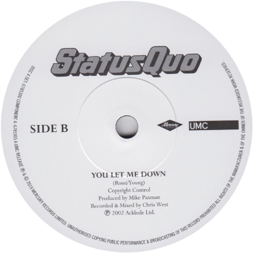 THE VINYL SINGLES COLLECTION 2000-2010 Disc 4: All Stand Up (Never Say Never) Side B