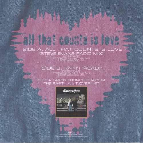 THE VINYL SINGLES COLLECTION 2000-2010 Sleeve 8: All That Counts Is Love Rear