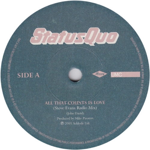 THE VINYL SINGLES COLLECTION 2000-2010 Disc 8: All That Counts Is Love Side A