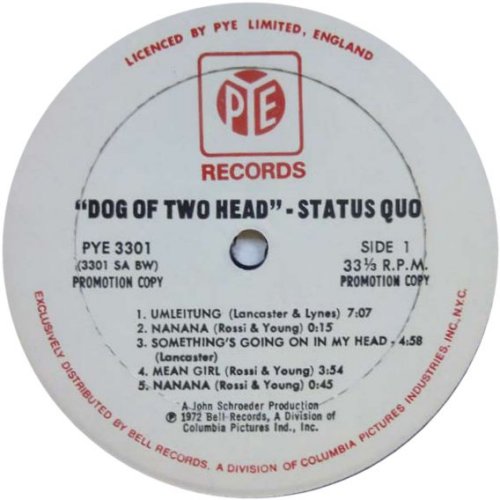 DOG OF TWO HEAD Promo Label Side A