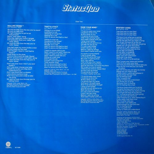 STATUS QUO (BLUE FOR YOU) Lyric Sheet Side B