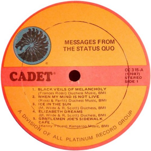 MESSAGES FROM THE STATUS QUO (RE-ISSUE) Label Side A