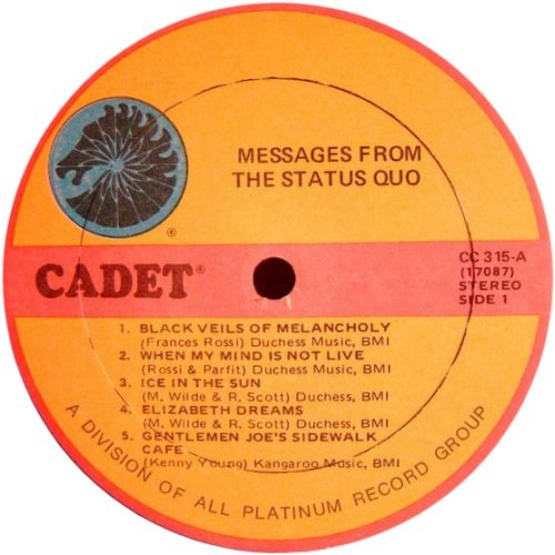 MESSAGES FROM THE STATUS QUO (RE-ISSUE) Label Side A