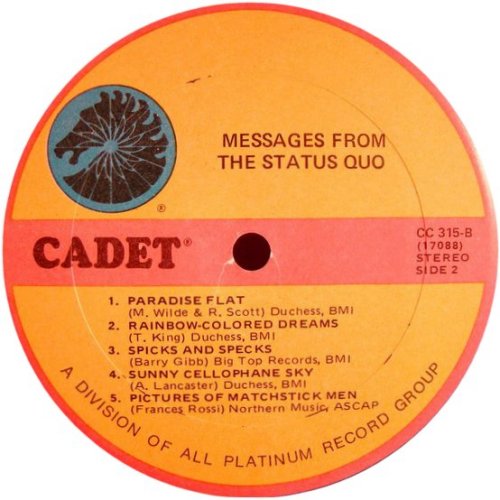 MESSAGES FROM THE STATUS QUO (RE-ISSUE) Label Side B